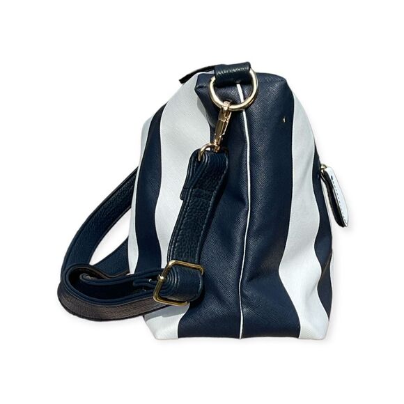 Blue, White Striped Casual Shoulder Crossbody Bag - Picture 6 of 9